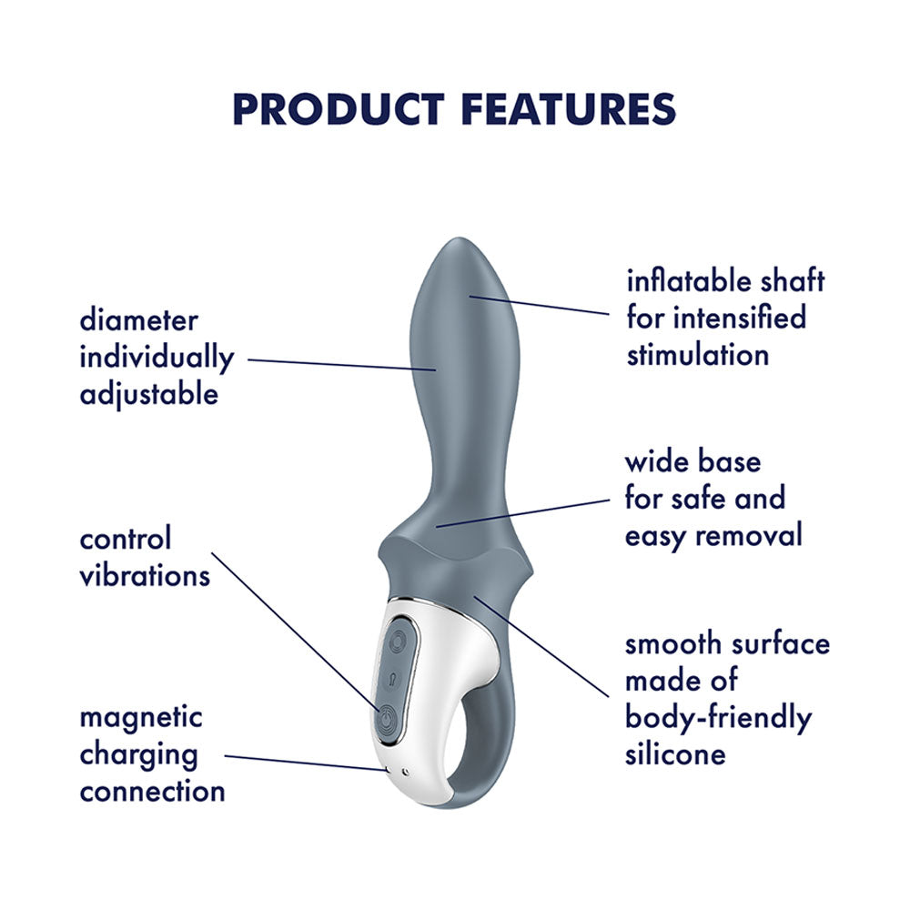Satisfyer Air Pump Booty 1 - Grey USB Rechargeable Inflatable Anal Vibrator
